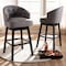 Baxton Studio Theron Gray Upholstered Wood Swivel Bar Stool, PK2 152-9115 - alternate 6